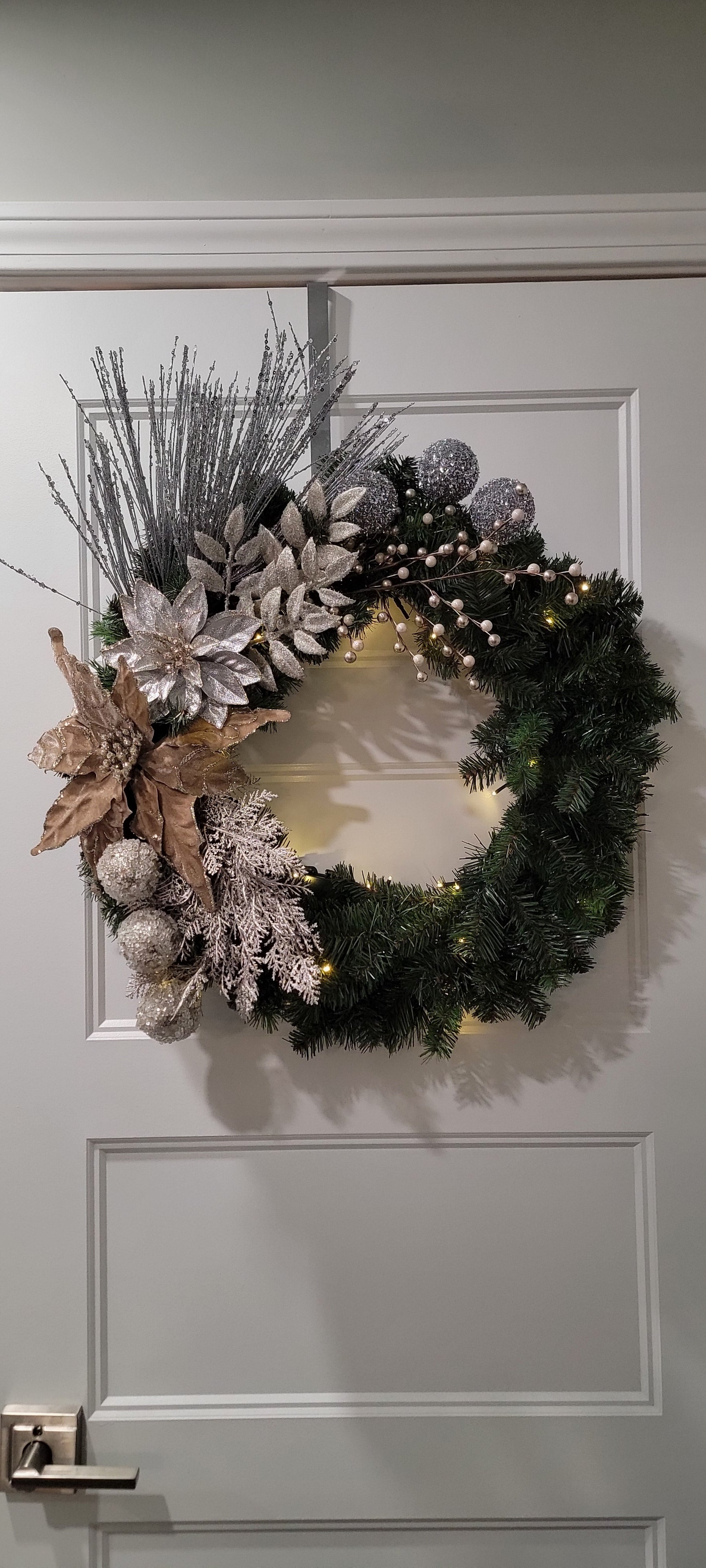 Silver and Champagne Christmas Wreath