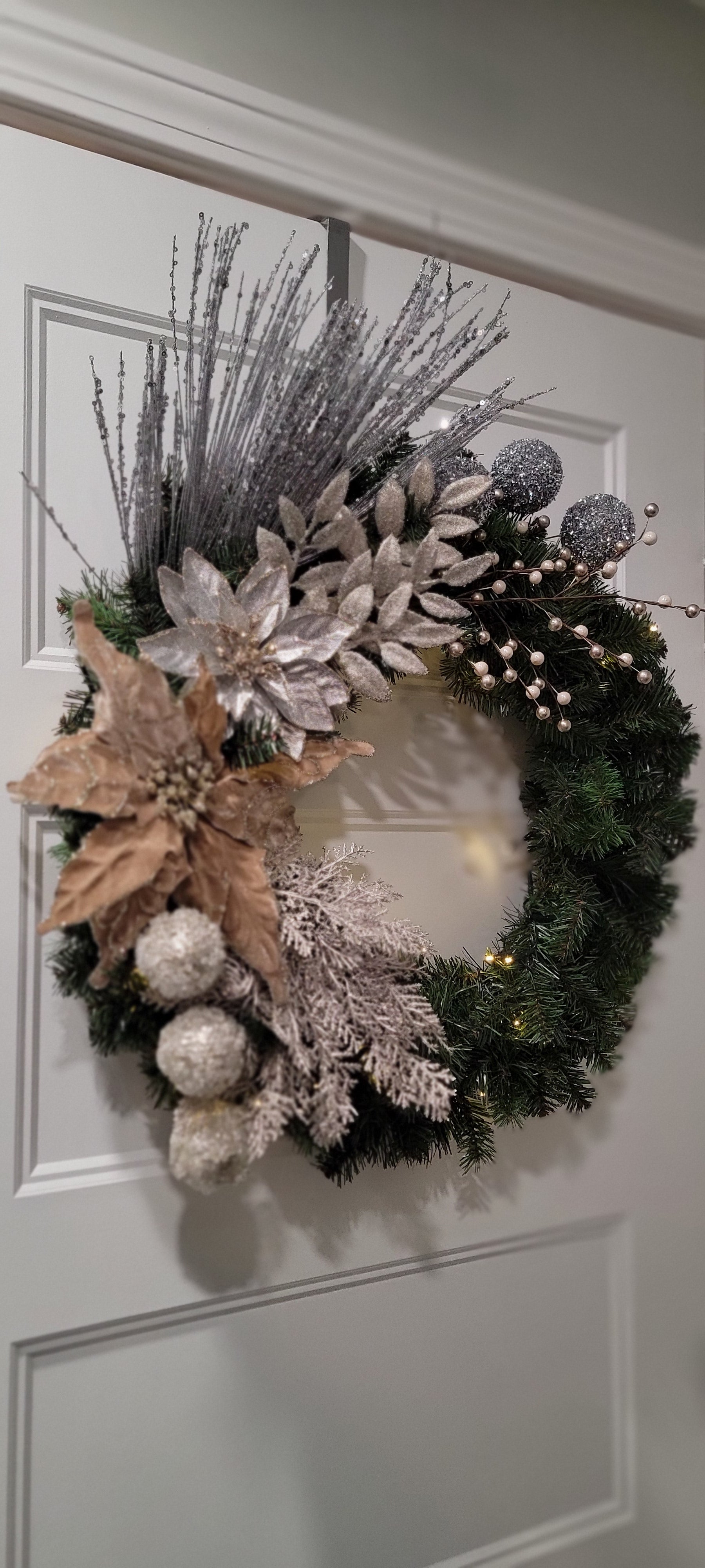 Silver and Champagne Christmas Wreath